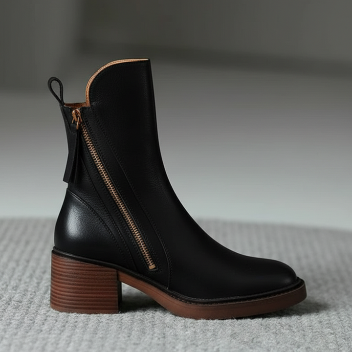 Pernelle | Botas de Cuero con Tacón Cuadrado