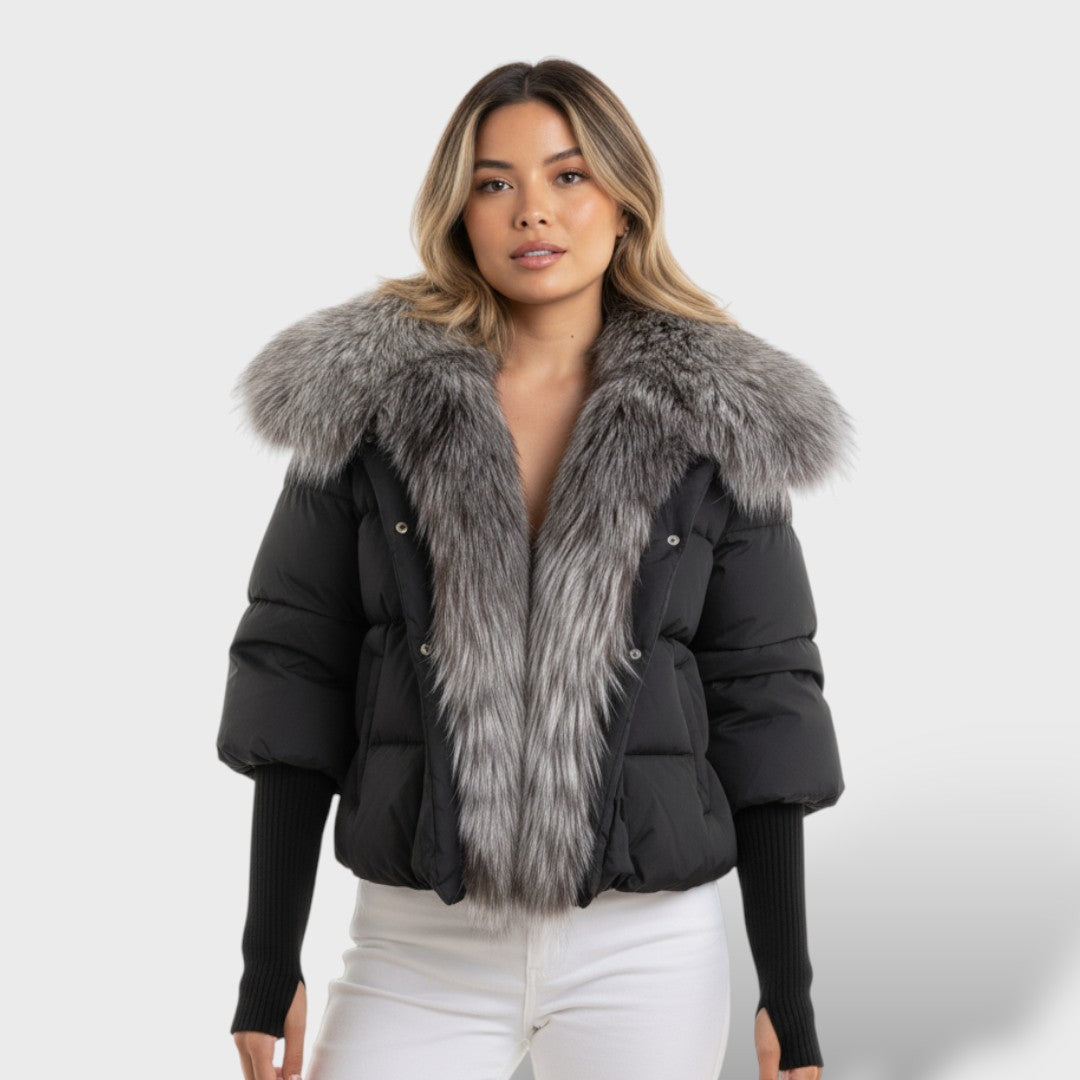 Chaqueta acolchada con cuello de piel sintética