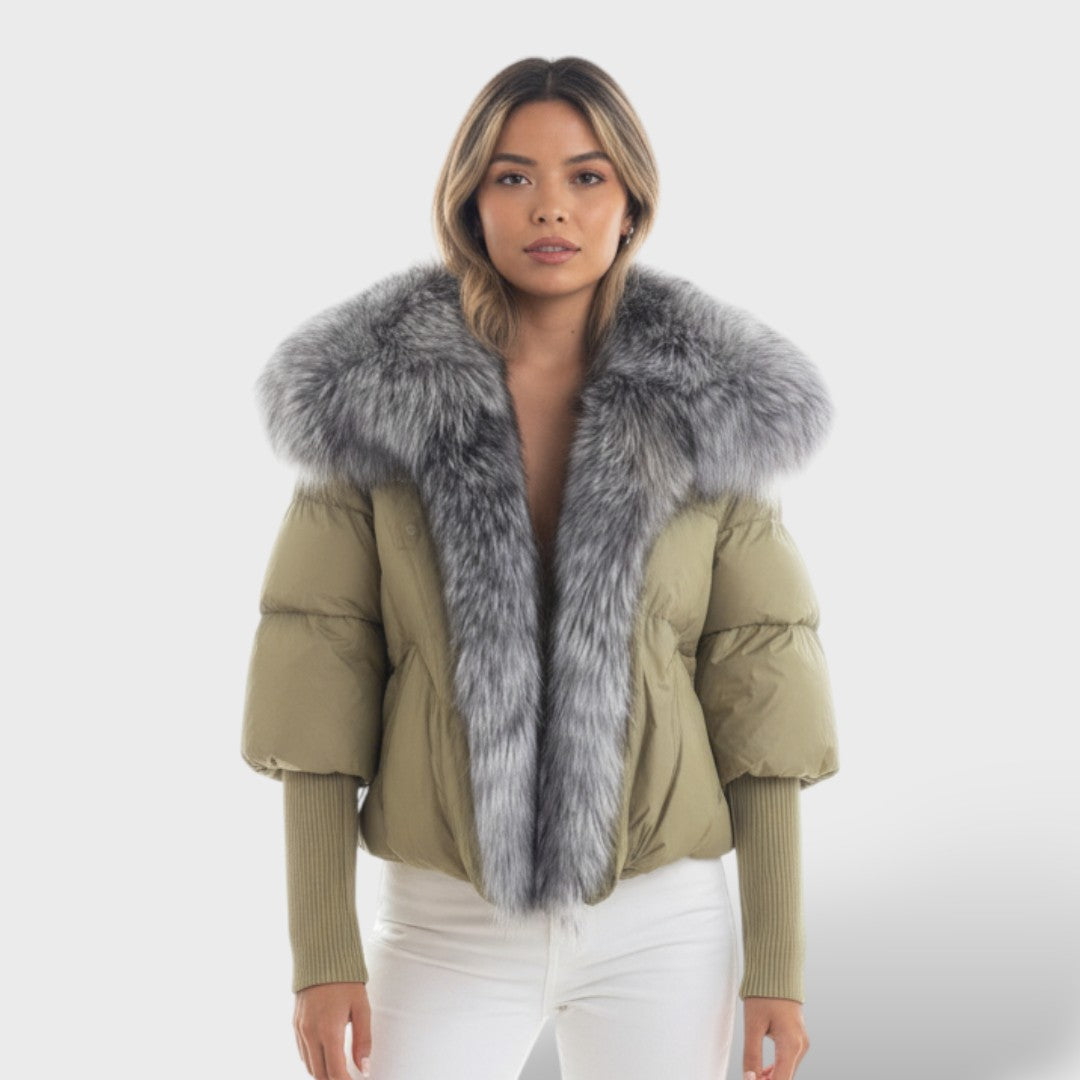 Chaqueta acolchada con cuello de piel sintética