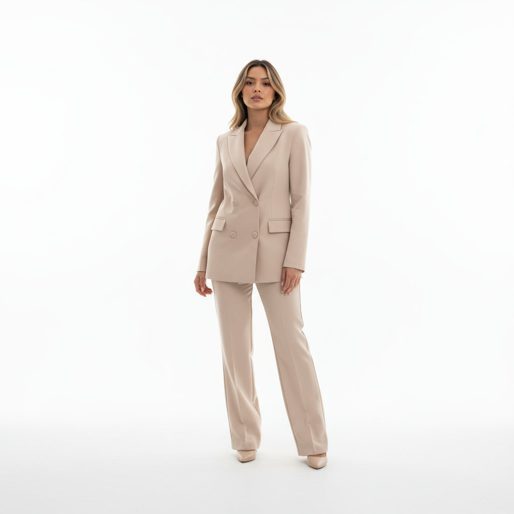 Conjunto Elegante Mujer Blazer y Pantalón de Corte Recto