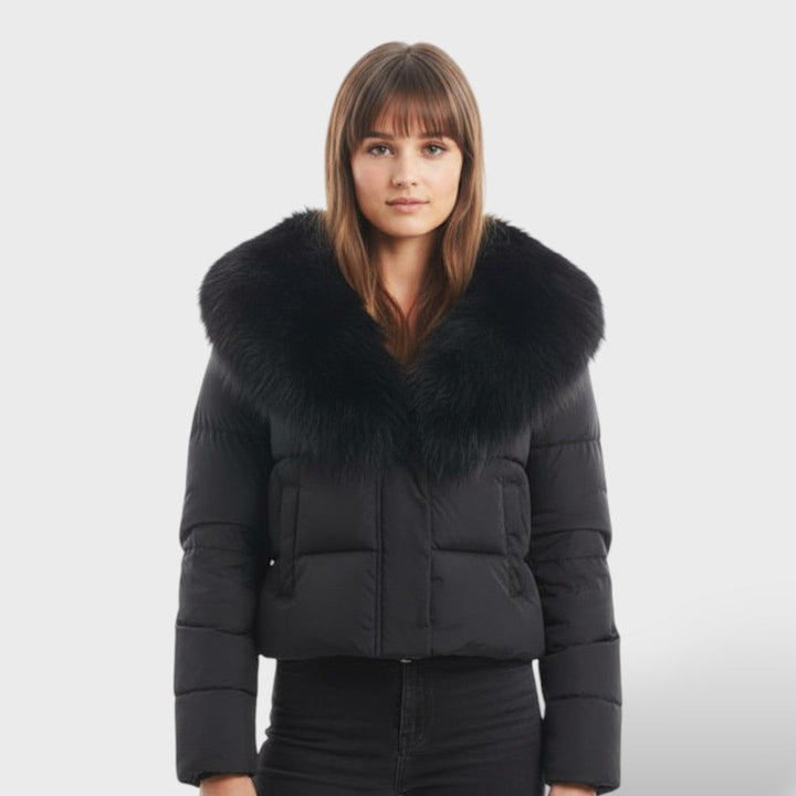 Chaqueta de Invierno Mujer con Cuello de Piel
