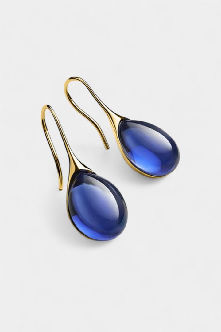 Pendientes de Gota de Cristal en Oro y Plata