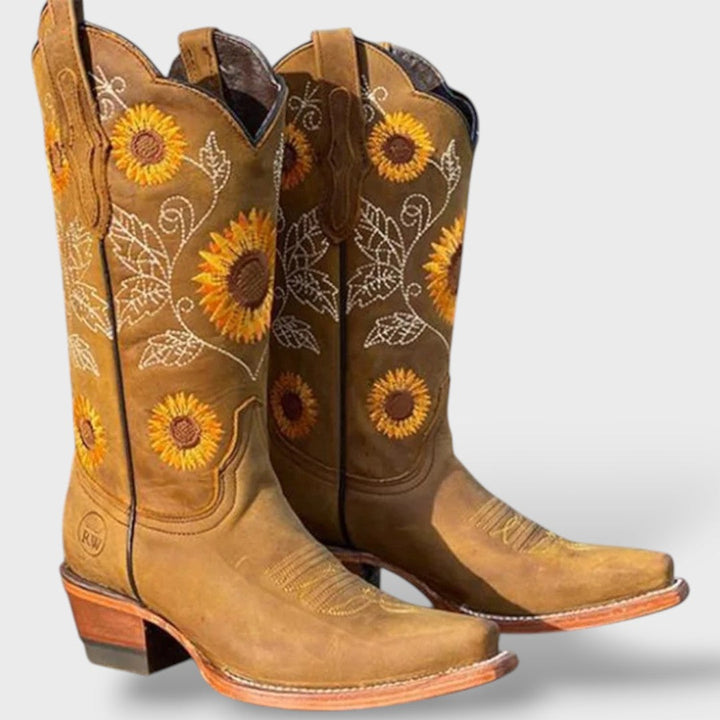Botas Mujer Otoño Invierno Bordadas Tacón Grueso