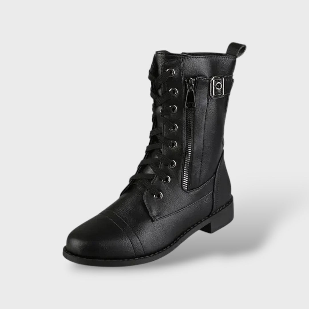 Botas Altas de Plataforma para Mujer en Piel con Cremallera