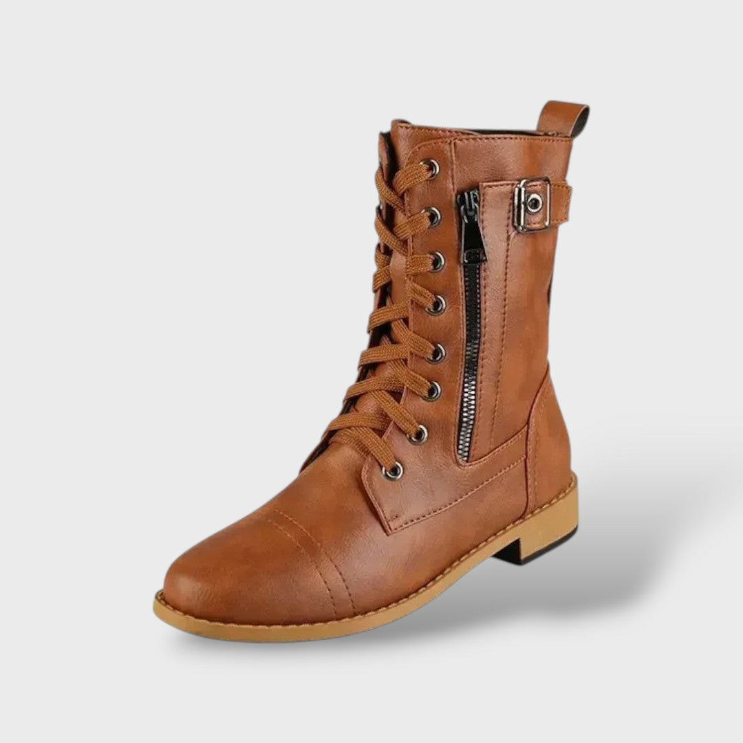 Botas Altas de Plataforma para Mujer en Piel con Cremallera