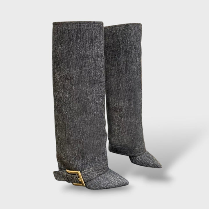Botas Altas Mujer Tacón Fino con Hebilla